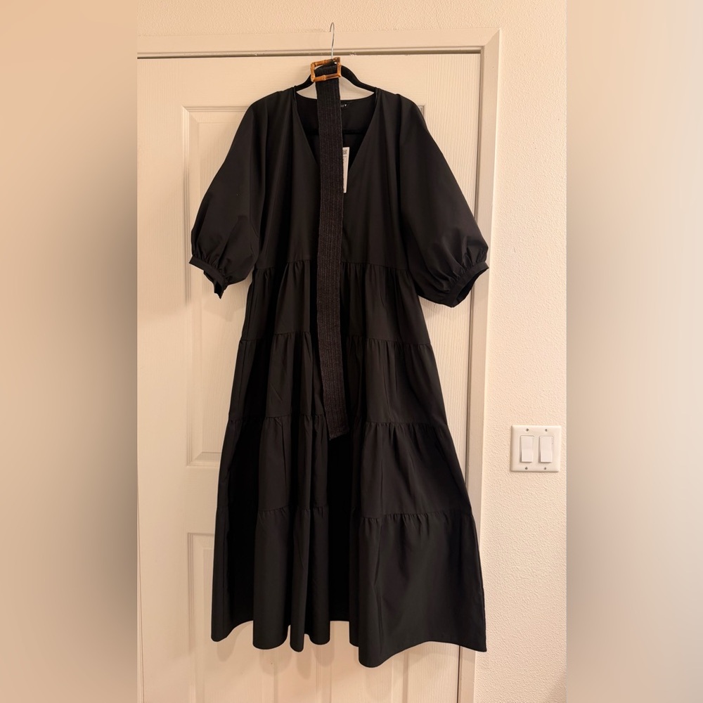 Zara Black Puff Sleeve maxi Dress
